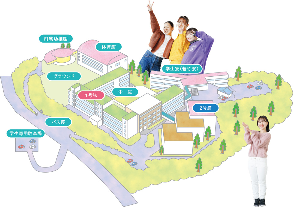 長崎女子短期大学のキャンパスマップ
